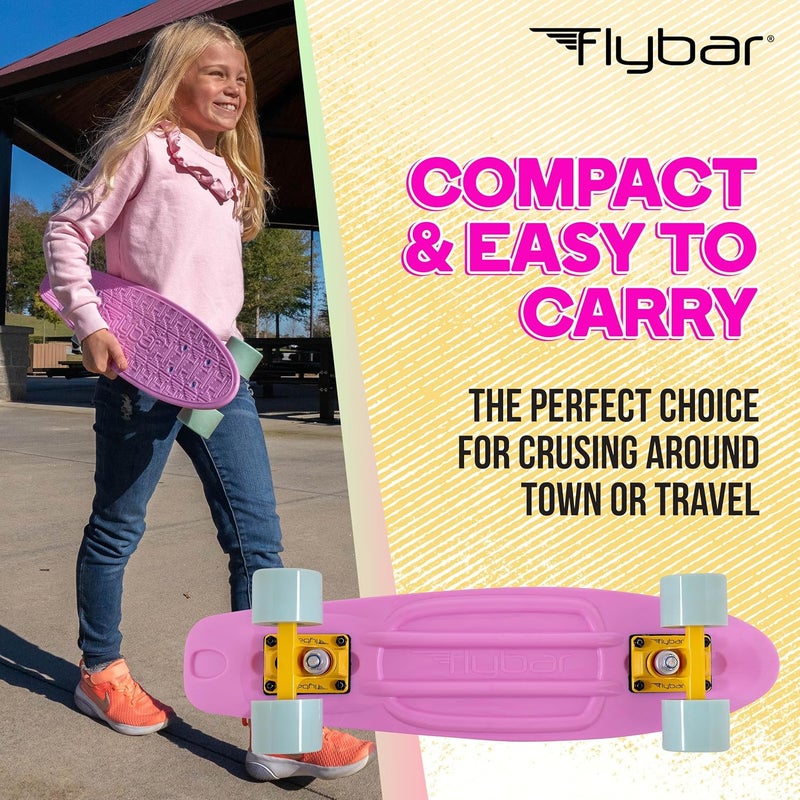 Flybar 22 Inch Kids Skateboard – Mini Cruiser Skateboards for Kids Ages 6-12, Outdoor Toys, Lightweight, Durable, Non-Slip Deck, ABEC-7 Bearings, Holds up to 175 lbs - Image 2